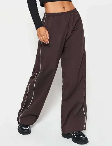 Vista 2 de Pantalones de paracaídas para mujer, pantalones cargo con cintura elástica, pierna ancha, ropa Y2K