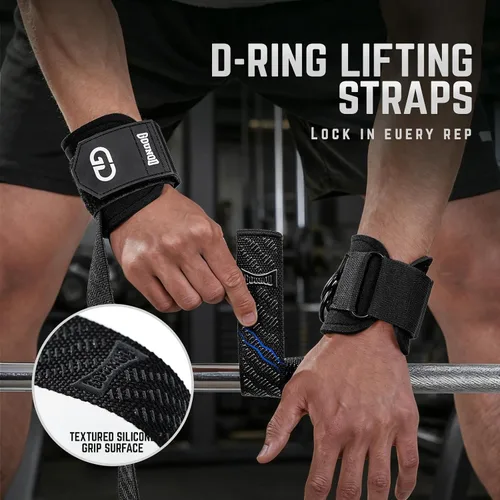Vista 3 de GOUNOD Lifting Wrist Straps with D Ring for Weightlifting & Gym
