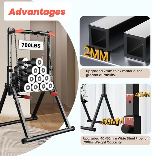 Vista 5 de DOBESTS Power Tower Pull Up Bar Free Standing, Foldable Pull Up Station