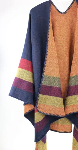 Vista 3 de Chal de poncho para mujer, con parte delantera abierta, estampado de leopardo, chales y envolturas