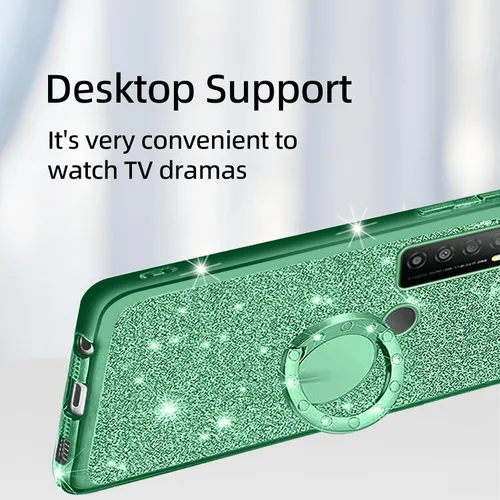 Vista 5 de Funda para teléfono TCL 30 XL, 30XL T701DL para mujer, con purpurina, suave, elegante, TPU transparente, de lujo, linda funda protectora con correa