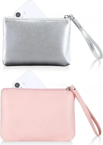 Vista 11 de Paquete de 2 pequeñas bolsas de maquillaje con cremallera para bolso, lápiz labial, organizador de maquillaje de viaje para mujeres, productos Negro