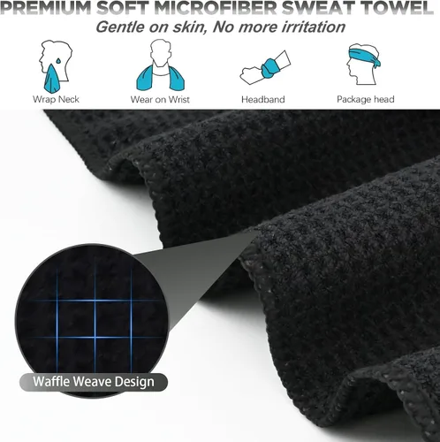 Vista 2 de Toallas de microfibra para gimnasio para hacer ejercicio, toallas de yoga de secado rápido para hombres y mujeres, tenis, 16 pulgadas x 27 pulgadas