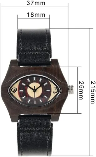 Vista 6 de Womens Wooden Watch with Leather Strap Quartz Analog Red Bamboo Wooden Watches for Women Unique Lightweight Handmade Wood Wrist Watch