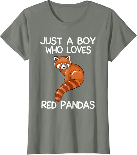 Vista 11 de Just A Boy Who Loves Red Pandas Gift - Camiseta con diseño de panda roja, Negro, S