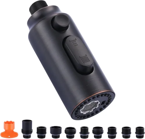 Vista 21 de Cabezal de Repuesto para Rociador de Grifo Extraíble, Cabezal de Rociador Extraíble Negro de 3 Funciones con 9 Adaptadores para Grifo de Fregadero