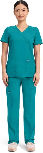 Vista 5 de Cherokee WW Revolution - Camisa de enfermería con 2 bolsillos para mujer Azul verdoso