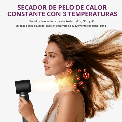 Vista 4 de UKliss Cepillo para peinar y secador de pelo 5 en 1, cepillo secador de pelo desmontable mejorado con iones negativos, envoltura rizadora de aire