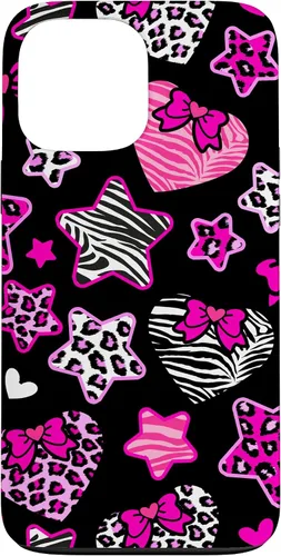 Vista 24 de Funda Bimbo Y2K para iPhone 16 McBling Estética Corazón Estrella Leopardo Zebra Rosa Y2K