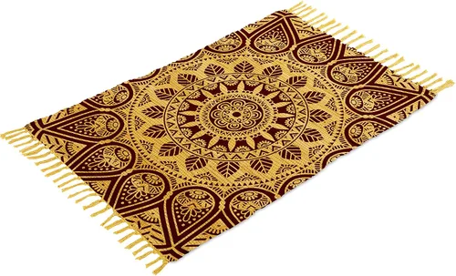 Vista 27 de Alfombra de trapo de algodón hecha a mano de 24 x 36 pulgadas, alfombra multicolor de 2 x 3 pies, tejida a mano, lavable y reversible para sala