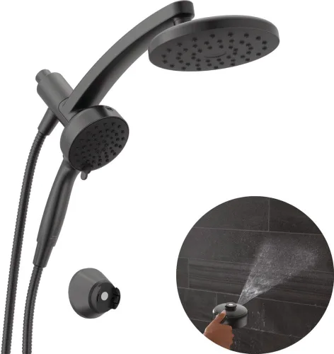 Vista 14 de Delta Cabezal de Ducha Combinado PivotPro 3 en 1 de 6 Ajustes con Rociador ProClean, Cabezal de Ducha Redondo Dorado Cepillado Tipo Lluvia