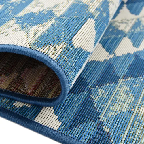 Vista 5 de Unique Loom Outdoor Southwestern Collection - Alfombra de área - Fethiye (2' x 3' 1", rectangular, azul/azul claro)