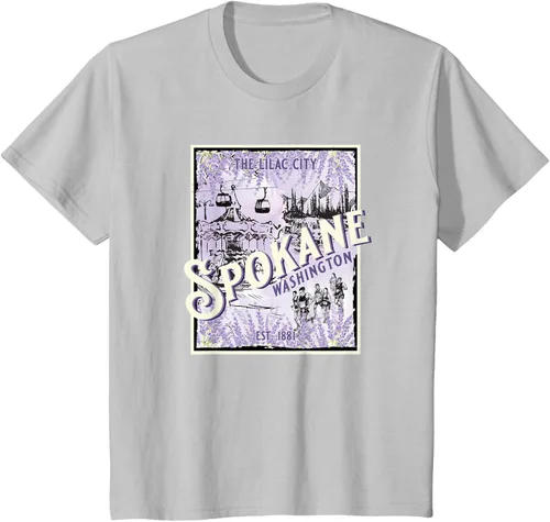 Vista 21 de Camiseta vintage Spokane Washington The Lilac City Carousel Waterfall, Negro