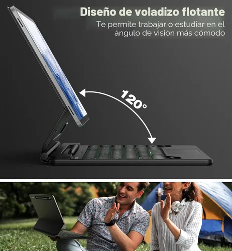 Vista 4 de Dexnor para Samsung Galaxy Tab S10+ Plus/S9+ Plus/S9 FE+ Plus/S8+ Plus/S7+ Plus/S7 FE Funda con Teclado 31.5 cm Flotante Cantilever Magnético
