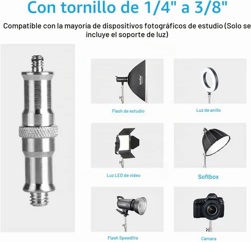 Vista 5 de EACHSHOT Soporte de luz resistente de 9.2 ft con bolsa de transporte, acero inoxidable con soporte de luz adaptador de 1/4 a 3/8 pulgadas para Godox