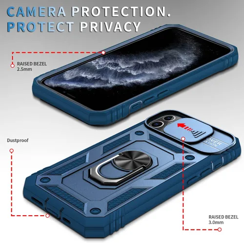 Vista 3 de Fetrim Funda para iPhone 11 PRO MAX, Funda de teléfono con soporte de anillo de rotación para Apple iPhone 11 PRO MAX - Azul