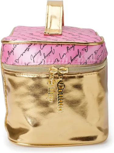 Vista 5 de Juicy Couture Bolso de Maquillaje Oro Rosa Organizador de Cosméticos Esenciales de Viaje Estuche de Tren Corazón Brillante