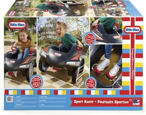 Vista 6 de Little Tikes Jett Car Racer - Coche negro para montar con respaldo de asiento ajustable, dirección de rueda trasera de doble mango, control