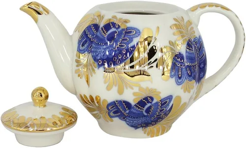 Vista 4 de Lomonosov - Tetera de porcelana con diseño de tulipán, 3 tazas de 20 onzas, 20.3 fl oz