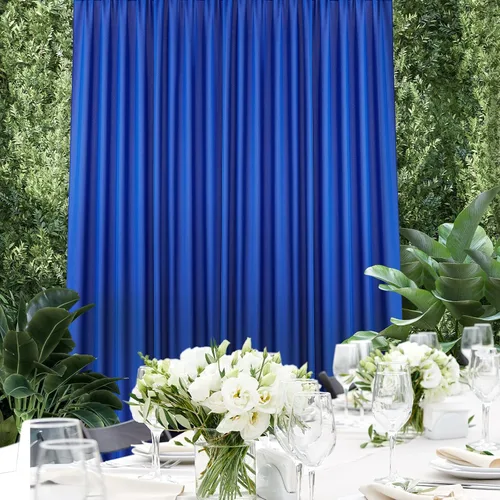 Vista 4 de HOMEIDEAS Cortinas de fondo azul real de 10 x 10 pies, fondo de fotos, cortinas de poliéster con bolsillo para barra para decoración de fiestas
