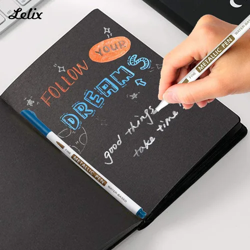 Vista 5 de Lelix Rotuladores metálicos de 24 colores, bolígrafos de pintura de punta fina para álbum de fotos de bricolaje, papel negro, fabricación