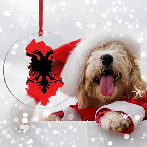 Vista 7 de Bandera de Albania, silueta de árbol, adorno de decoración de árbol de Navidad, bandera nacional, recuerdo de árbol de Navidad, recuerdo de Albania