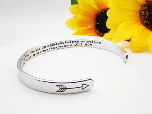 Vista 167 de Pulseras inspiradoras para mujer, joyería de acero inoxidable, con refranes, pulsera motivacional con mensaje oculto, pulseras grabadas para mejor