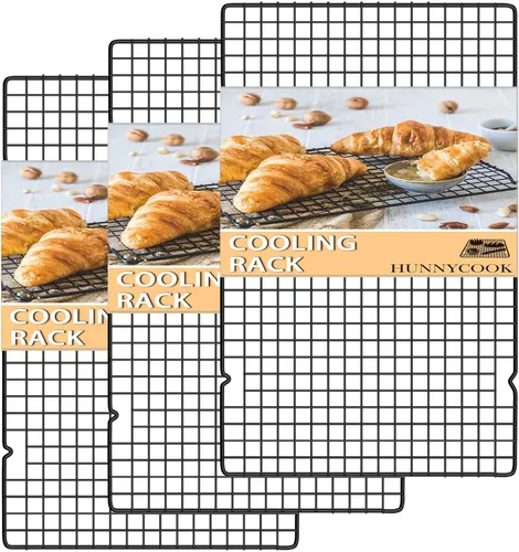 Vista 9 de Hunnycook Estantes de Enfriamiento - 10 x 16 Pulgadas 3PCS Estantes Altos Apilables para Hornear, Estante de Alambre de Acero Inoxidable