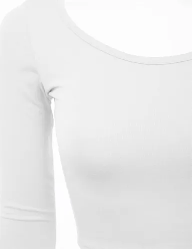 Vista 4 de SSOULM Top corto de algodón de manga 34 para mujer (S-1XL), Stt009_menta oscura