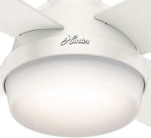 Vista 3 de Hunter Ventilador de 52 pulgadas con acabado blanco fresco Dimpsay de perfil bajo con kit de luces (renovado)