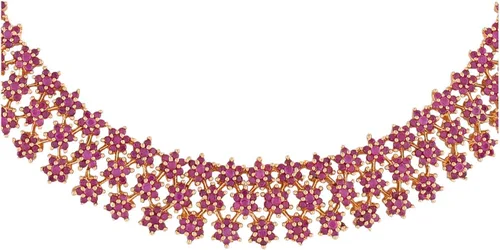 Vista 7 de Ratnavali Jewels Juego de collar y aretes de triple línea de circonita cúbica en tono dorado para novias y bodas