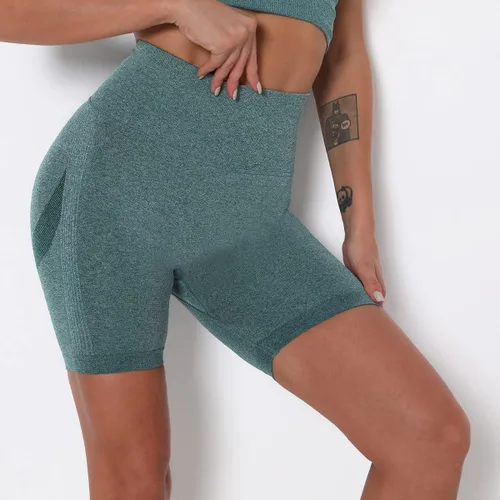Vista 5 de Pantalones cortos de yoga para mujer, pantalones cortos de cintura alta, pantalones cortos de yoga para ciclismo, pantalones cortos de entrenamiento