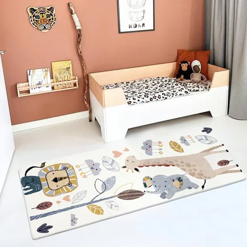 Vista 2 de USTIDE Alfombra mullida de pasillo para niños de 4.9 pies, bonita alfombra de área de animales, lavable, alfombra de juego suave para habitación