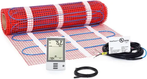Vista 10 de Kit de alfombrillas calefactoras de suelo de 7.5 pies cuadrados de 120 V, sistema eléctrico de calefacción de suelo radiante, termostato