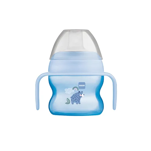Vista 8 de Taza de iniciación MAM (1 unidad), Taza con Asas Antideslizantes y Boquilla Extra Suave sin Derrames, Taza de Beber para Niños de 4+ Meses, Cinco