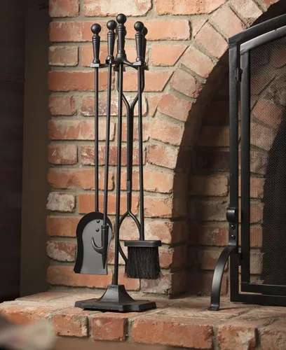 Vista 7 de UniFlame Juego de herramientas negras para chimenea de 5 piezas con asas de bola (T51030BK)