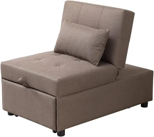 Vista 3 de Kings Brand Furniture - Otomana multifuncional, sofá cama, silla convertible, gris oscuro Blanco