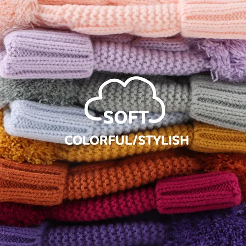 Vista 7 de JANGANNSA Gorro de invierno de punto para bebé, gorro cálido para niños y niñas, gorro con pompón