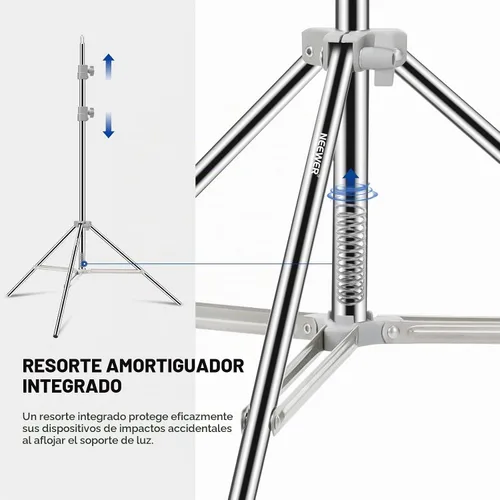 Vista 2 de NEEWER Soporte de Luz Mejorado de 75"/190cm de Acero Inoxidable con Resorte, Trípode de Fotografía Plegable con Juntas de Tubo Más Resistentes