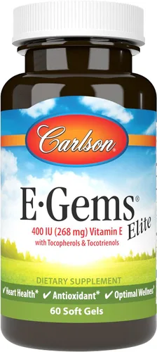 Vista 10 de Carlson - E-Gems 400 UI (268 mg), vitamina E de origen natural, bienestar óptimo, 140 geles blandos