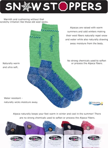 Vista 3 de SnowStoppers Calcetines de lana de alpaca prémium para niños