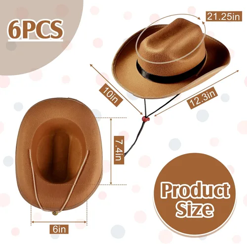 Vista 2 de Hercicy Sombrero de Vaquero Occidental para Niños Sombrero de Vaquera para Niños y Niñas Disfraz de Vestir, Suministros para Fiestas de Navidad