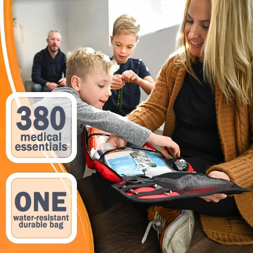 Vista 3 de Everlit Care Kit médico casero 380 piezas de suministros de primeros auxilios Kit esencial médico multiusos para cortes, rasguños, quemaduras