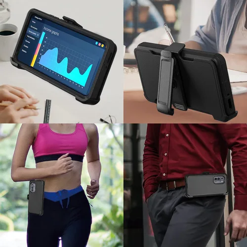 Vista 6 de Funda compatible con Motorola Edge (2022), con funda de clip para cinturón, resistente, resistente, a prueba de golpes, protección de cuerpo Negro