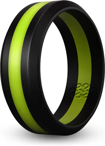 Vista 9 de Knot Theory Thin Line Silicone Ring for Men Women - 8mm Wedding Band Azul