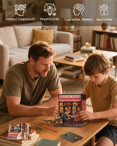 Vista 6 de Kit de rincón de libros Cutefun - Kit de casa de muñecas en miniatura de bricolaje para adultos y adolescentes, kit de construcción de mini casa
