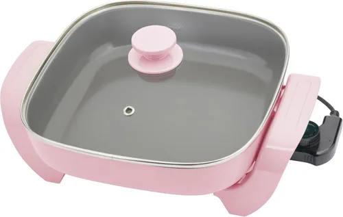 Vista 10 de GreenLife - Sartén eléctrica cuadrada de 12" 5QT, tapa de vidrio con ventilación, interior antiadherente de cerámica libre de PFAS, control de Negro