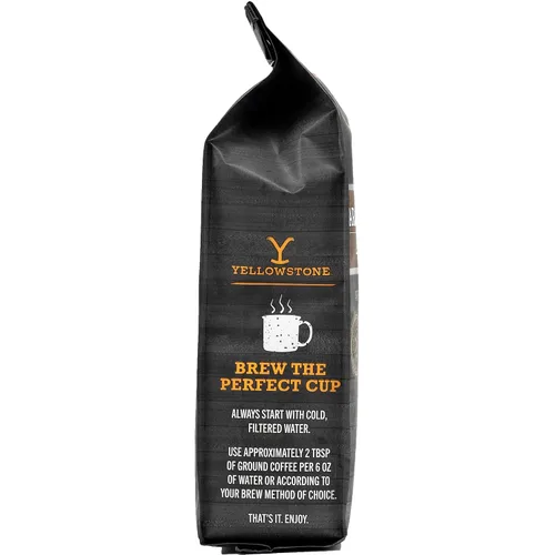 Vista 2 de Yellowstone - Café tostado ligero de avena caramelo, 100% café molido arábica, 12 onzas