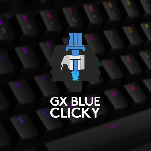 Vista 6 de Teclado mecánico para juegos Logitech G512, edición especial, teclas retroiluminadas RGB Lightsync, interruptores de teclas GX Blue Clicky, carcasa