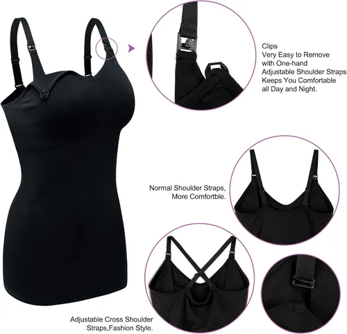 Vista 4 de Camiseta de maternidad para mujer, para lactancia, con tirantes ajustables